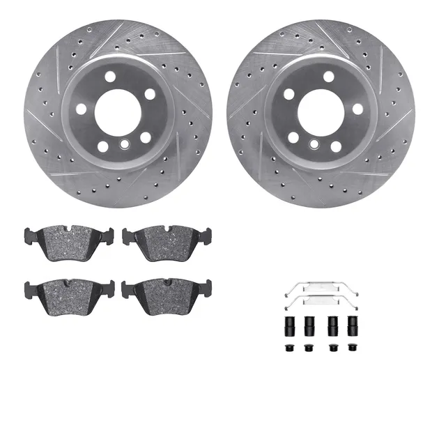R1 Concepts WGYH1-31080 eLINE Rotor - Drilled & Slotted - Silver W/ Semi-Met Pads